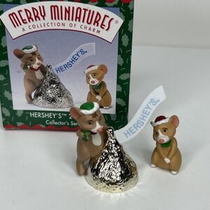 Hallmark Merry Miniatures Xmas Figurine HERSHEYS Kiss Chocolate Mouse VTG 1988
